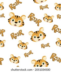 seamless pattern with tyger symbol 2022 and roar lettering