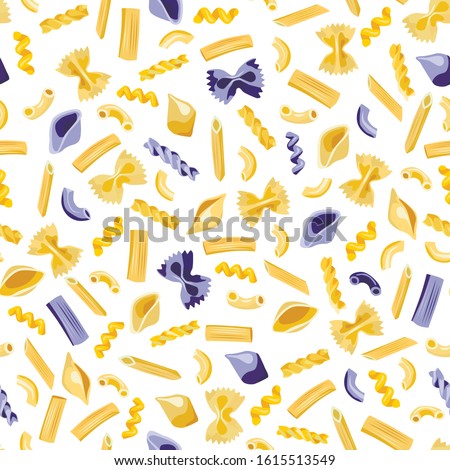 Seamless pattern with types of pasta  for paper, textile, fabric print and design.