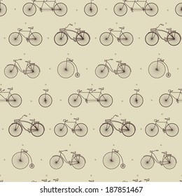 seamless pattern types of retro bike