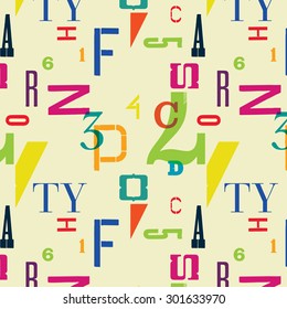 Seamless pattern with typographic elements.  Vector illustration.