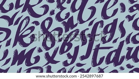 Seamless pattern typographic with grunge letters. Template bold brush drawn alphabet seamless background. Vector hand lettering sketch font pattern. Font typographic wallpaper in punk, grunge style.