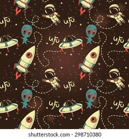 Seamless pattern for ufo ,vector illustration