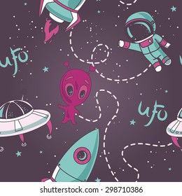 Seamless pattern for ufo ,vector illustration