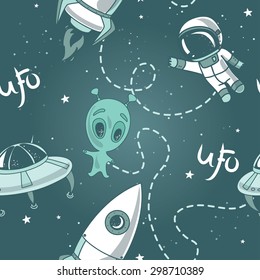 Seamless pattern for ufo ,vector illustration
