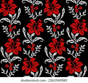 Motif harmonieux d'ornement floral ukrainien de style ethnique, identité, vyshyvanka, broderie pour les vêtements imprimés, sites web, bannières, affiche. Arrière-plan image vectorielle