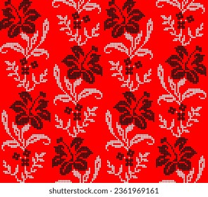 Motif harmonieux d'ornement floral ukrainien de style ethnique, identité, vyshyvanka, broderie pour les vêtements imprimés, sites web, bannières, affiche. Arrière-plan image vectorielle