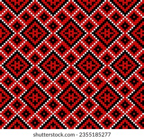 Seamless pattern of Ukrainian ornament in ethnic style, identity, vyshyvanka, embroidery for print clothes, websites, banners, poster. Vector illustration background