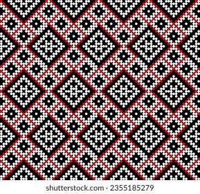 Seamless pattern of Ukrainian ornament in ethnic style, identity, vyshyvanka, embroidery for print clothes, websites, banners, poster. Vector illustration background