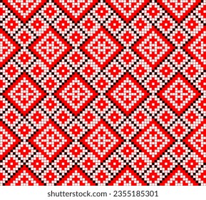 Seamless pattern of Ukrainian ornament in ethnic style, identity, vyshyvanka, embroidery for print clothes, websites, banners, poster. Vector illustration background