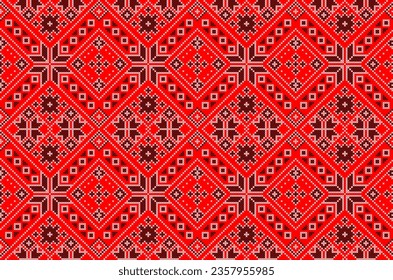 Nahtloses Muster ukrainischer Ornamente im ethnischen Stil, Identität, vyshyvanka, Stickerei für Druckkleidung, Websites, Banner, Poster. Vektorgrafik-Hintergrund