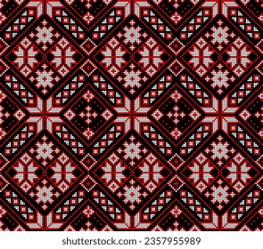 Seamless pattern of Ukrainian ornament in ethnic style, identity, vyshyvanka, embroidery for print clothes, websites, banners, poster. Vector illustration background