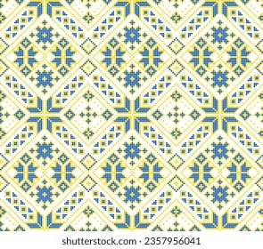 Seamless pattern of Ukrainian ornament in ethnic style, identity, vyshyvanka, embroidery for print clothes, websites, banners, poster. Vector illustration background