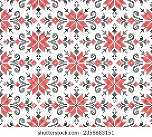 Nahtloses Muster ukrainischer Ornamente im ethnischen Stil, Identität, vyshyvanka, Stickerei für Druckkleidung, Websites, Banner, Poster. Vektorgrafik-Hintergrund