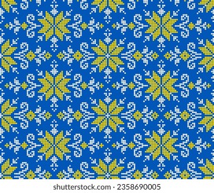 Seamless pattern of Ukrainian ornament in ethnic style, identity, vyshyvanka, embroidery for print clothes, websites, banners, poster. Vector illustration background