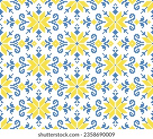 Seamless pattern of Ukrainian ornament in ethnic style, identity, vyshyvanka, embroidery for print clothes, websites, banners, poster. Vector illustration background
