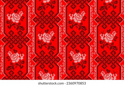 Patrón sin foco de adorno ucraniano en estilo étnico, identidad, vyshyvanka, bordado para ropa impresa, sitios web, carteles, afiche. Fondo de la ilustración del vector