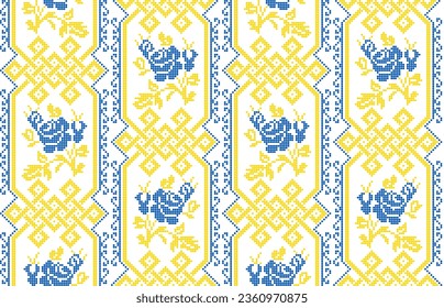 Seamless pattern of Ukrainian ornament in ethnic style, identity, vyshyvanka, embroidery for print clothes, websites, banners, poster. Vector illustration background