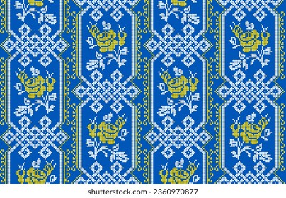 Seamless pattern of Ukrainian ornament in ethnic style, identity, vyshyvanka, embroidery for print clothes, websites, banners, poster. Vector illustration background