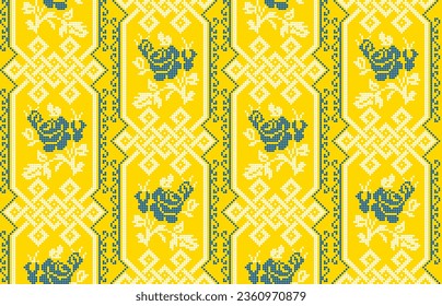 Seamless pattern of Ukrainian ornament in ethnic style, identity, vyshyvanka, embroidery for print clothes, websites, banners, poster. Vector illustration background