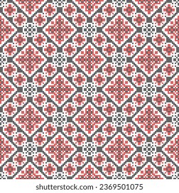Seamless pattern of Ukrainian ornament in ethnic style, identity, vyshyvanka, embroidery for print clothes, websites, banners, poster. Vector illustration background