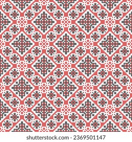 Seamless pattern of Ukrainian ornament in ethnic style, identity, vyshyvanka, embroidery for print clothes, websites, banners, poster. Vector illustration background