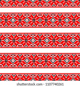seamless pattern with ukrainian red embroidery. vector