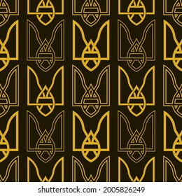 Seamless pattern with Ukrainian tridents for your project