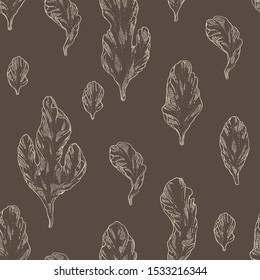 Seamless pattern with ulva: sea salad seaweed, ulva leaves. Green algae. Edible seaweed. Vector hand drawn illustration
