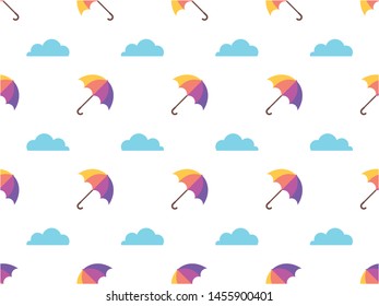 seamless pattern with umbrella and cloud motifs. creative concept design. Modern wallpaper in vector.