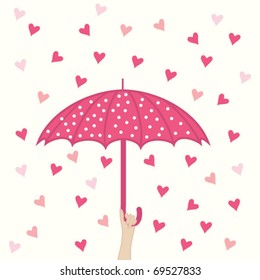 seamless pattern with umbrella and hearts rain