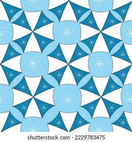 Seamless pattern with umbrella on blue background, Umbrella with white snowflakes, Creative winter wallpaper and bed linen print