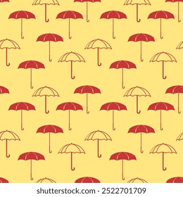 a seamless pattern with an umbrella theme on a yellow background. suitable for shop accessories