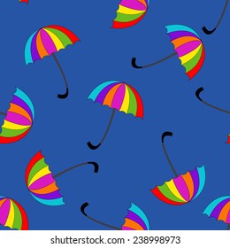 Seamless pattern with umbrellas on background. Vector