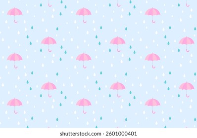Seamless Pattern of Umbrellas and Rain _2