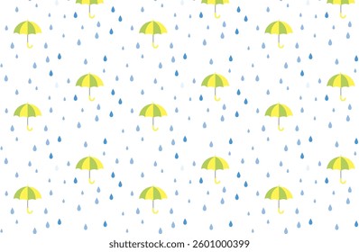 Seamless Pattern of Umbrellas and Rain _3