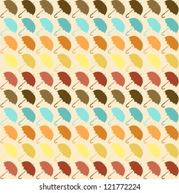 Seamless pattern with umbrellas in retro style.