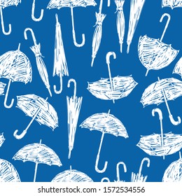 Seamless pattern of umbrellas sketches