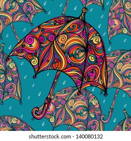 Seamless pattern with umbrellas  - vector