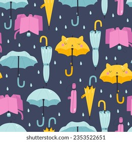 Seamless pattern with umbrellas. Vector illustration