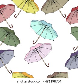 Seamless pattern with umbrellas. Vector illustration EPS
