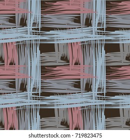 Seamless pattern. Unconventional checkered pattern. Grunge style.