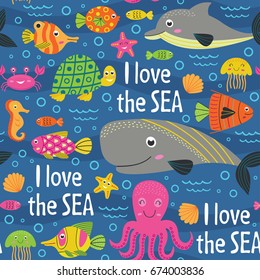 Seamless Pattern Under The Sea -  Vector Illustration, Eps
