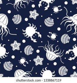 Seamless pattern with  undersea world. Vector Illustration