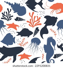 seamless pattern with underwater animals