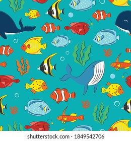 Seamless Pattern with underwater concept