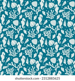 seamless pattern with underwater life