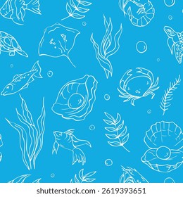 Seamless pattern with underwater world