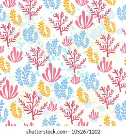 seamless pattern underwater world set  coral ocean for children. cute nature for children