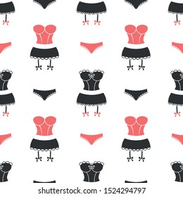 Seamless pattern with underwear on white background. Vector