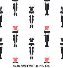 Seamless pattern with underwear on white background. Vector